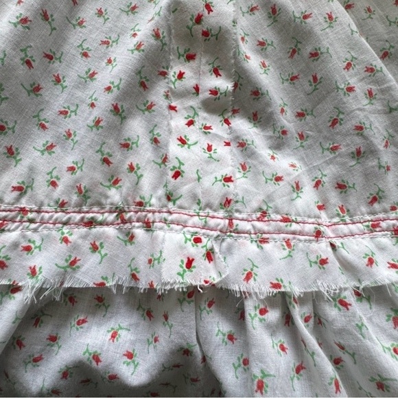 Vintage Coquette Prairie Doll Dress // Red Rosebud Ruffle Sun Dress - Size Small - Picture 12 of 12